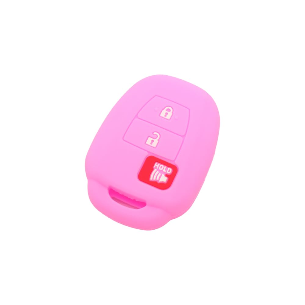 BROVACS Schlüssel Hülle Kompatibel mit Toyota 3 Tasten Fernbedienung 2+1 Hold - Silikon Schutzhülle Schlüsselhülle Cover in Rosa (CV2425PK) von BROVACS