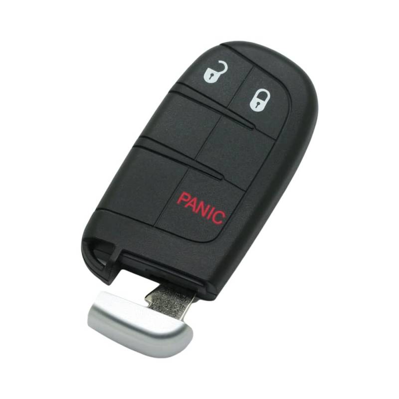 BROVACS Schlüsselgehäuse + ungeschliffener Rohling Notschlüssel kompatibel mit Dodge Chrysler Jeep 3 Tasten Smart Keyless Entry Remote Key Case Fob 2 BTN + Panic PG756B von BROVACS