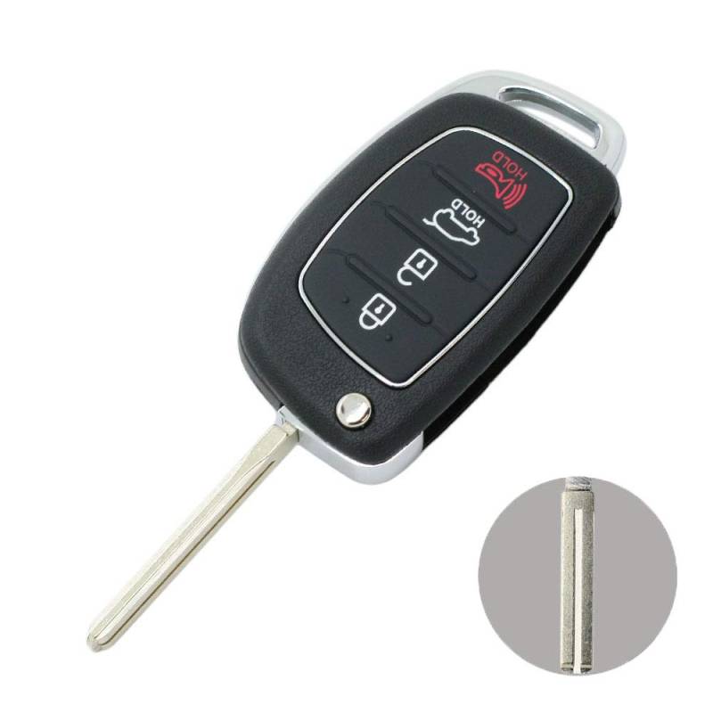 BROVACS Schlüsselgehäuse kompatibel mit Hyundai Santa Fe ix45 4 Tasten Keyless Entry Remote Flip Key Case Fob PG180D von BROVACS