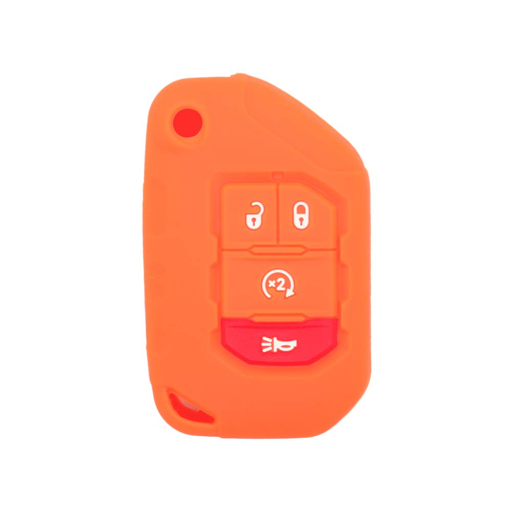 BROVACS Silikon-Schutzhülle kompatibel mit Jeep Wrangler JL JLU 4 Tasten Flip Remote Key Fob CV4761 orange von BROVACS