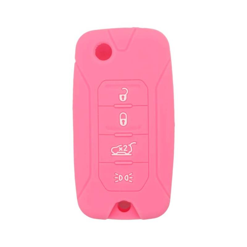 BROVACS Silikonhülle Schutzhülle Halter Skin Jacket Kompatibel mit JEEP Renegade 4 Tasten Flip Fernbedienung Schlüsselanhänger CV4757 Rosa von BROVACS