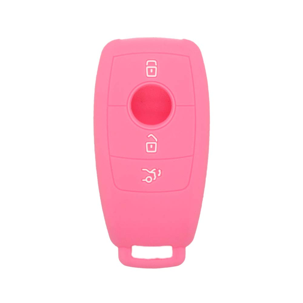 BROVACS Silikonhülle Schutzhülle Halter Skin Jacket Kompatibel mit MERCEDES BENZ E Klasse 3 Tasten Smart Remote Schlüsselanhänger CV4957 Rosa von BROVACS