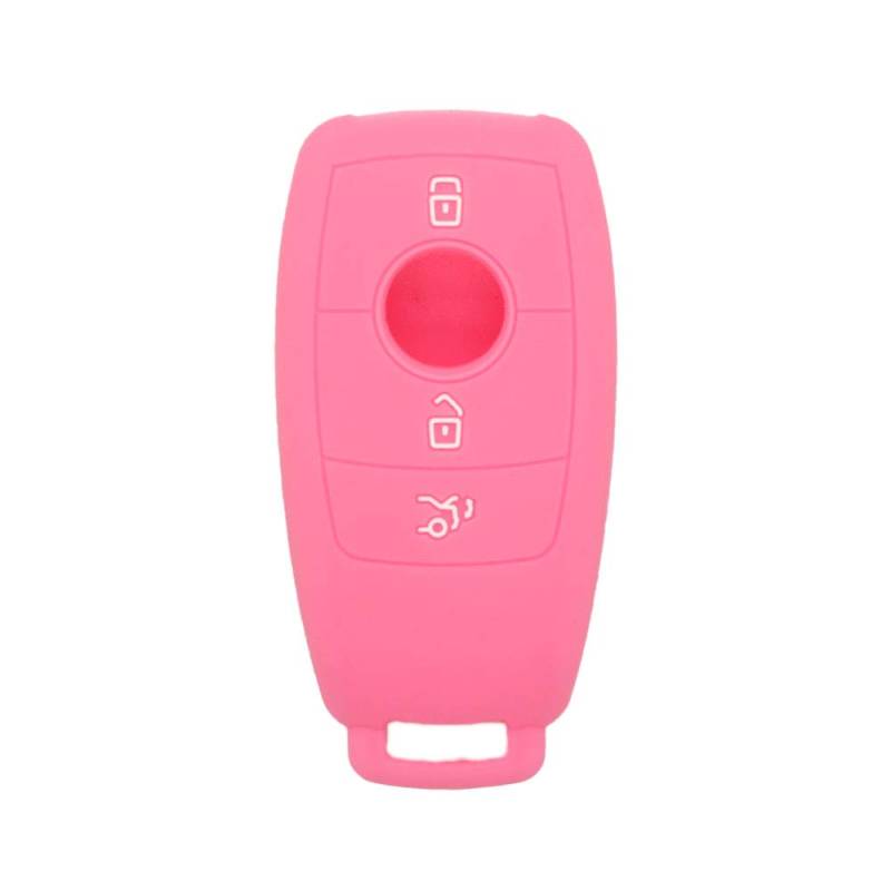 BROVACS Silikonhülle Schutzhülle Halter Skin Jacket Kompatibel mit MERCEDES BENZ E Klasse 3 Tasten Smart Remote Schlüsselanhänger CV4957 Rosa von BROVACS