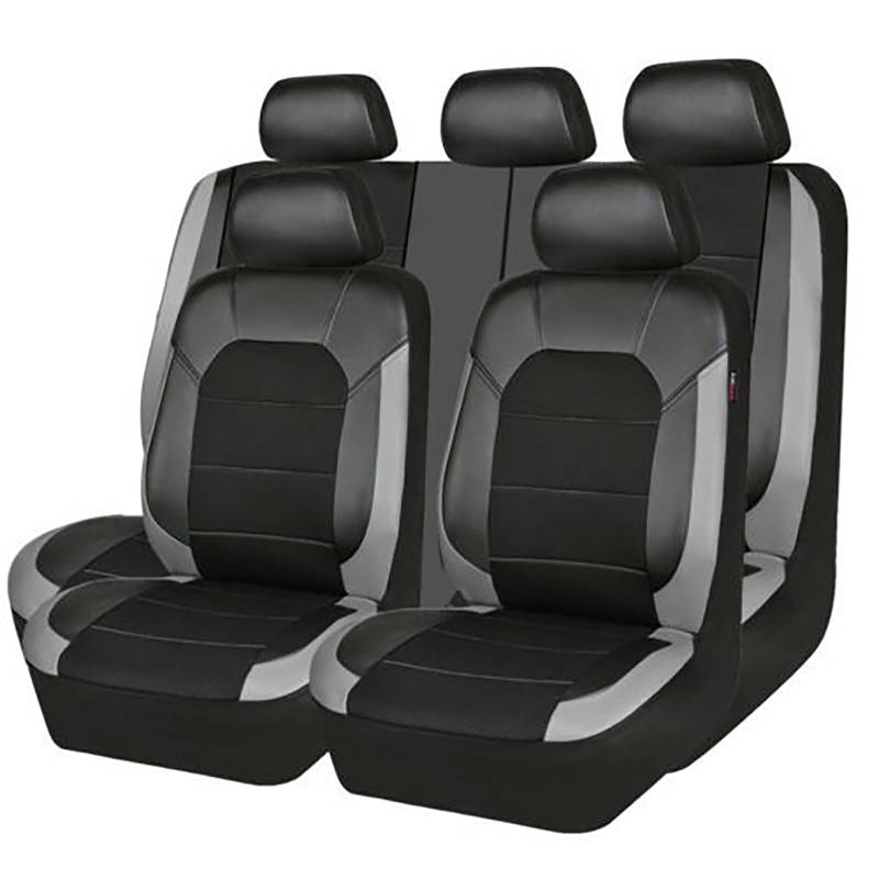 BROleo 9 Stück Leder Sitzbezüge Auto für Mazda CX-5 1. Generation (KE) 2011 2012 2013 2014 2015 2016, Allwetter Komfortabler Wasserdichtes Sitzbezügesets sitzschoner Zubehör,Grey von BROleo