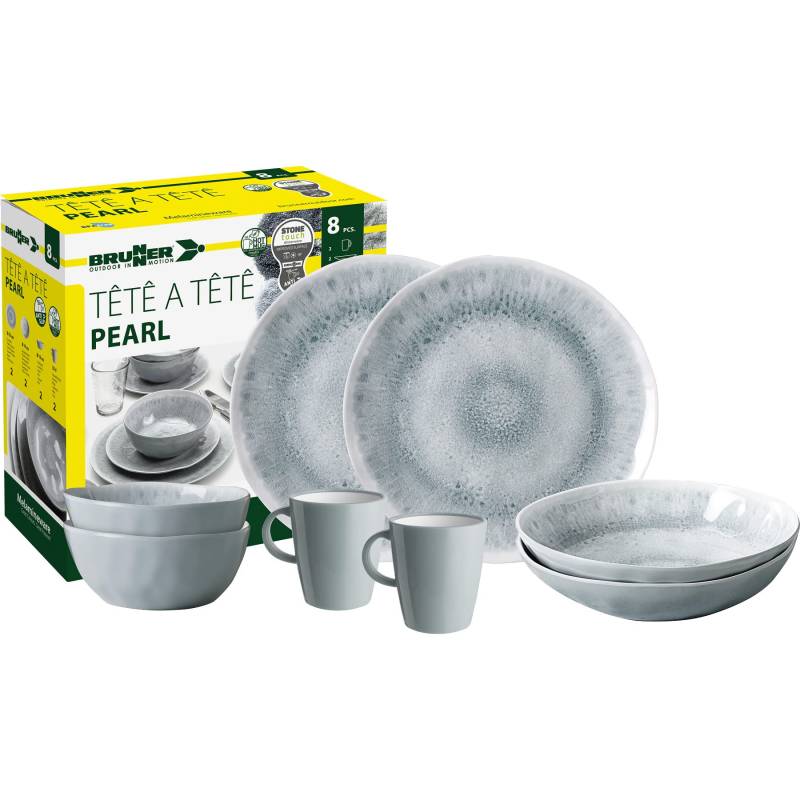 Brunner 0830143N.C5X Campinggeschirr Set für 2 Personen, Tête-à-Tête Pearl, 8-teilig von BRUNNER