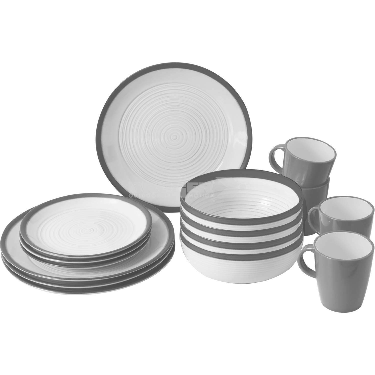 BRUNNER Campinggeschirr Set (16-teilig) für 4 Personen - Lunchbox Bellagio - aus hochwertigem Melamin Stone Touch - rutschfest und strapazierfähig Schönes Design von BRUNNER