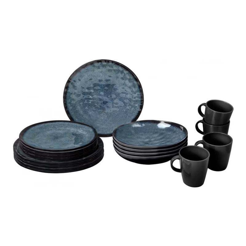 BRUNNER Campinggeschirr Set (Set 16 Stück) für 4 Personen - Lunchbox Venetian - aus Melamin Stone Touch von hoher Qualität, rutschfest und langlebig von BRUNNER