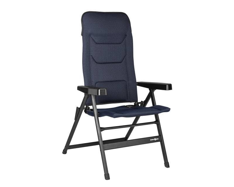 BRUNNER Rebel PRO (S-M-L) Klappstuhl für Camping, Garten, Terrasse aus Aluminium, 5 Positionen verstellbar, mit Belastbarkeit bis zu 150 kg, hohe Rückenlehne, schwarz oder blau von BRUNNER