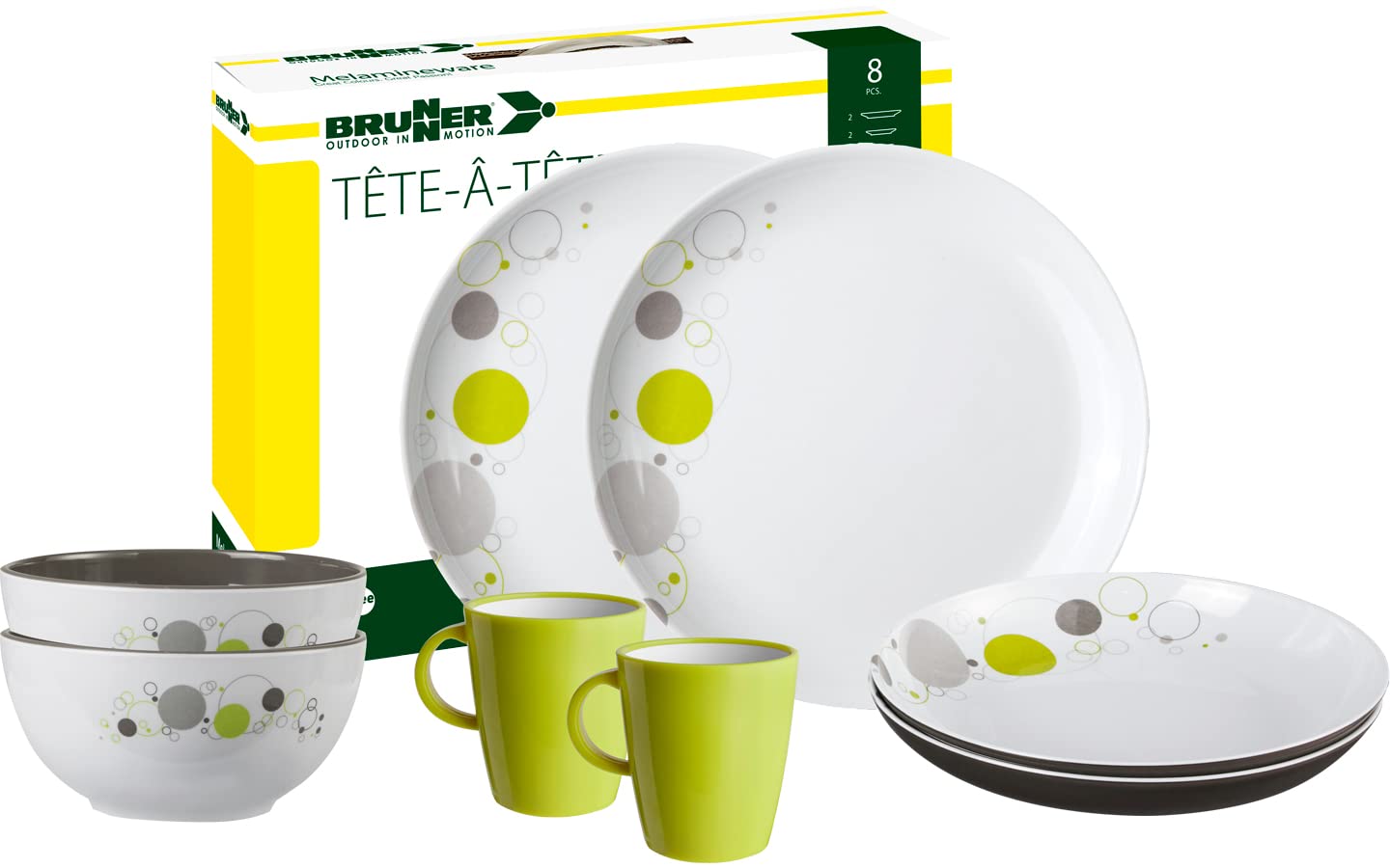 Brunner 0830143N.C7B Campinggeschirr Set für 2 Personen, Tête-À-Tête Space, 8-teilig von BRUNNER