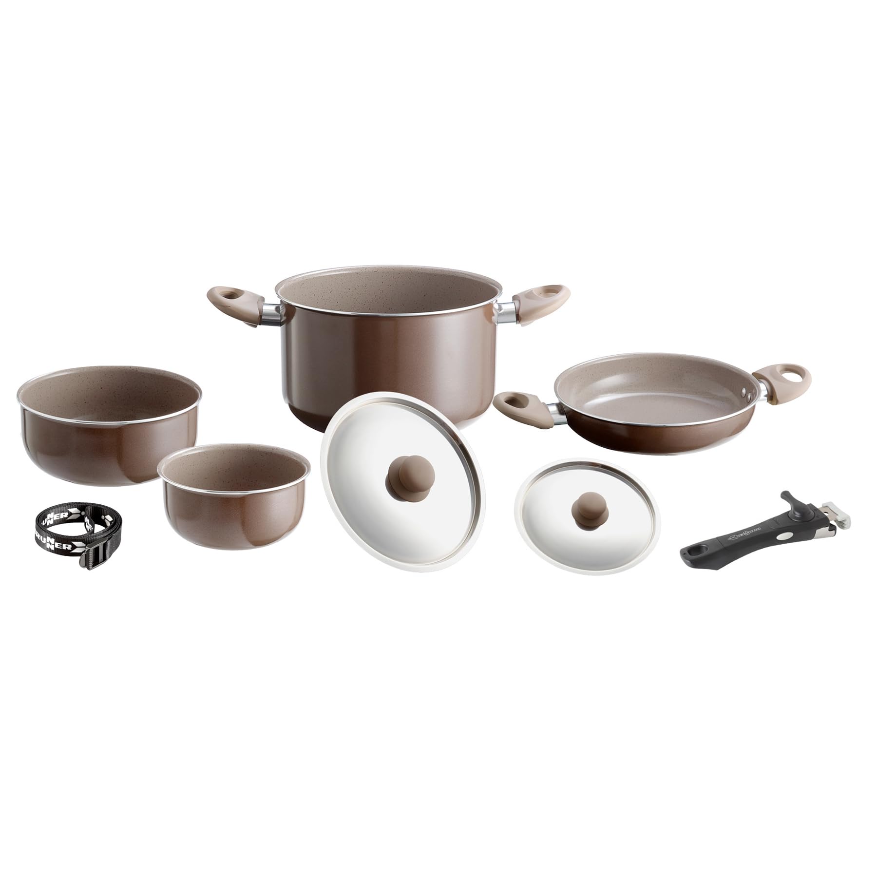 Brunner Alu Kochtopfset Kochgeschirr Campingtöpfe Topfset CHOCOLATE 7+1 von BRUNNER