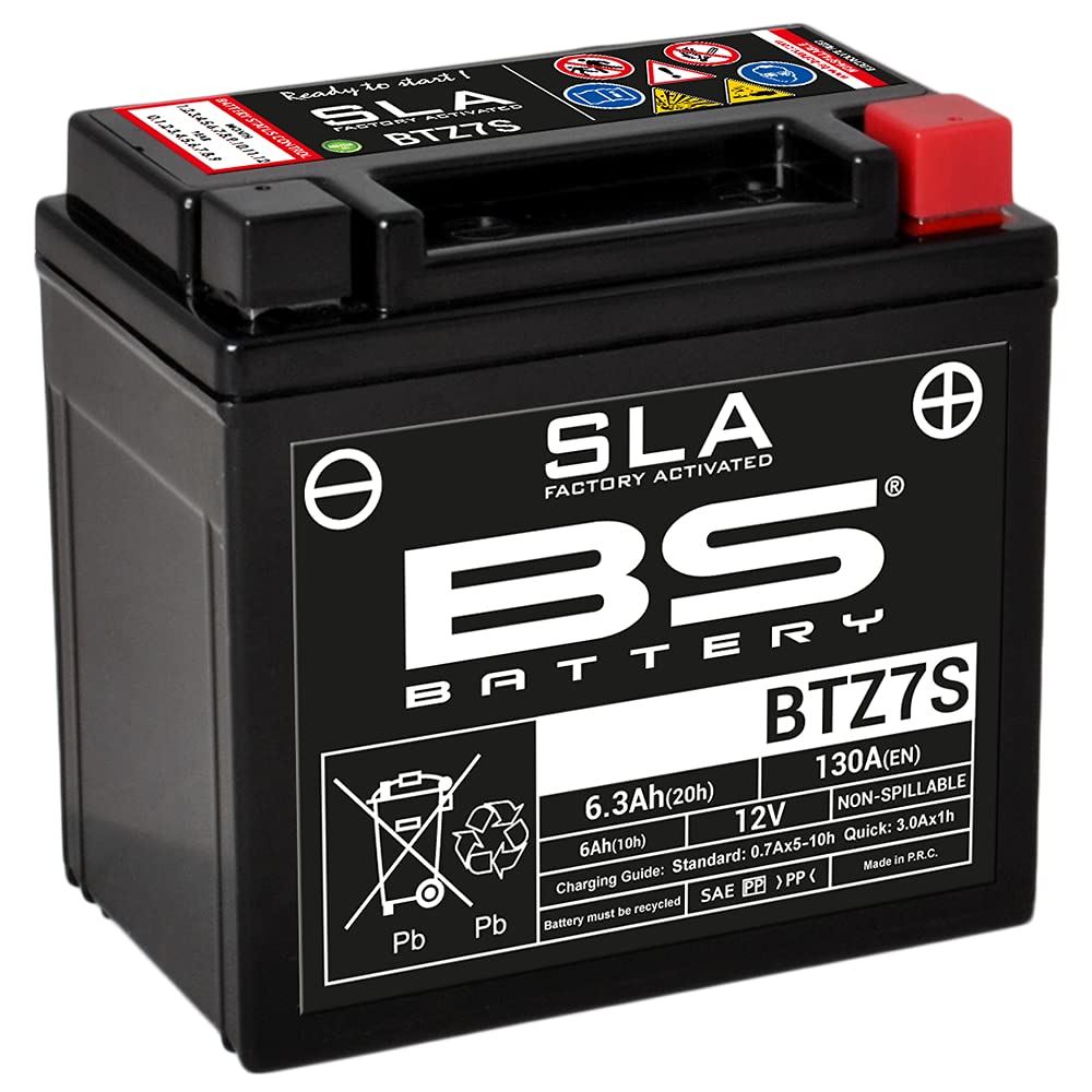 BS Battery 300635 BTZ7S AGM SLA Motorrad Batterie, Schwarz von BS Battery