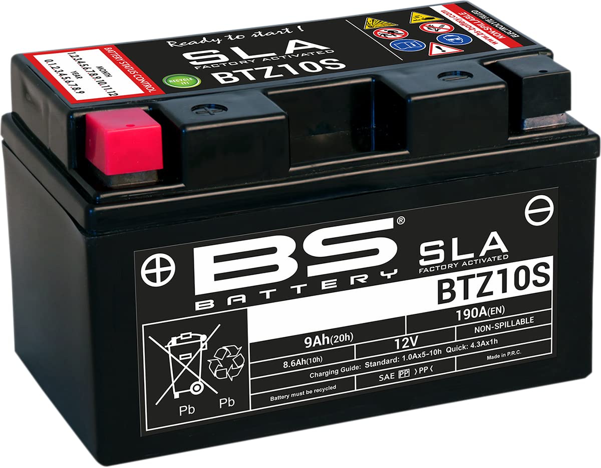 BS Battery 300636 BTZ10S AGM SLA Motorrad Batterie, Schwarz von BS Battery