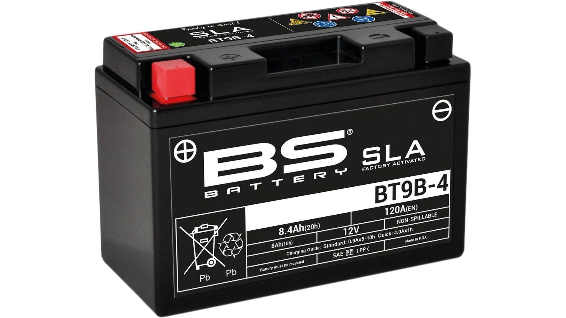 BS Battery 300642 BT9B-4 AGM SLA Motorrad Batterie, Schwarz von BS Battery