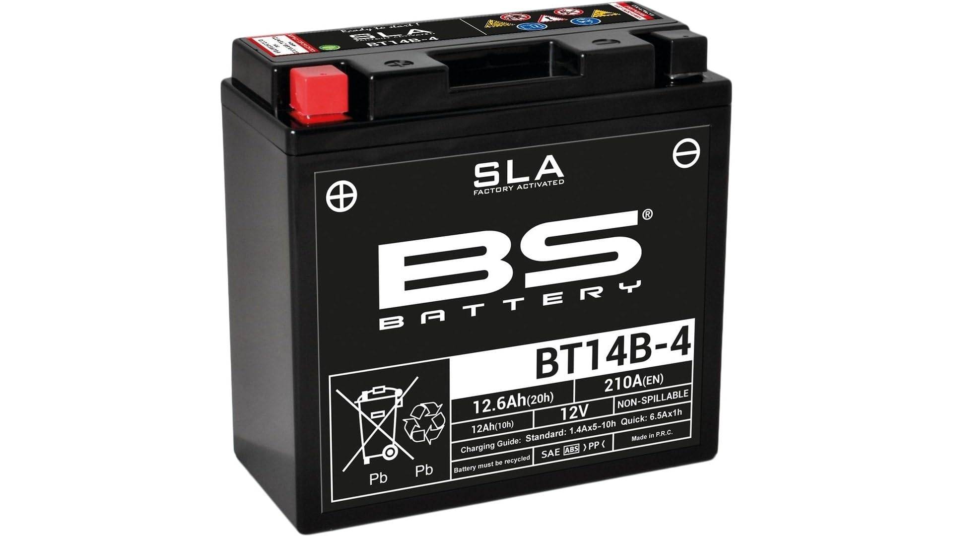 BS Battery 300644 BT14B-4 AGM SLA Motorrad Batterie, Schwarz von BS Battery