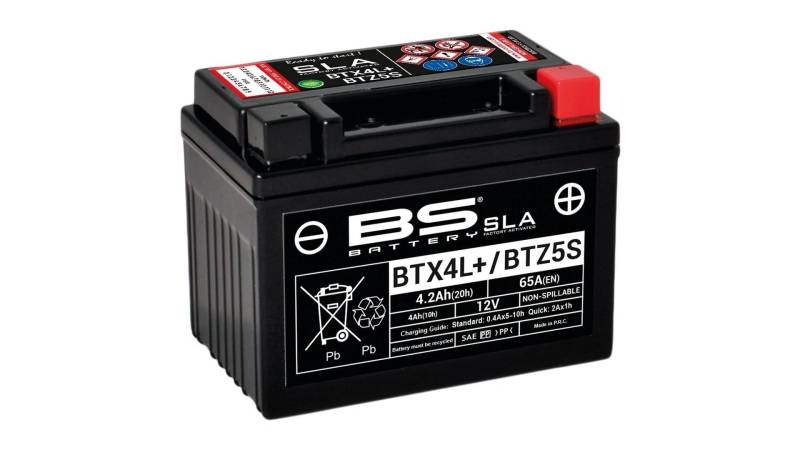 BS Battery 300669 BTX4L AGM SLA Motorrad Batterie, Schwarz von BS Battery