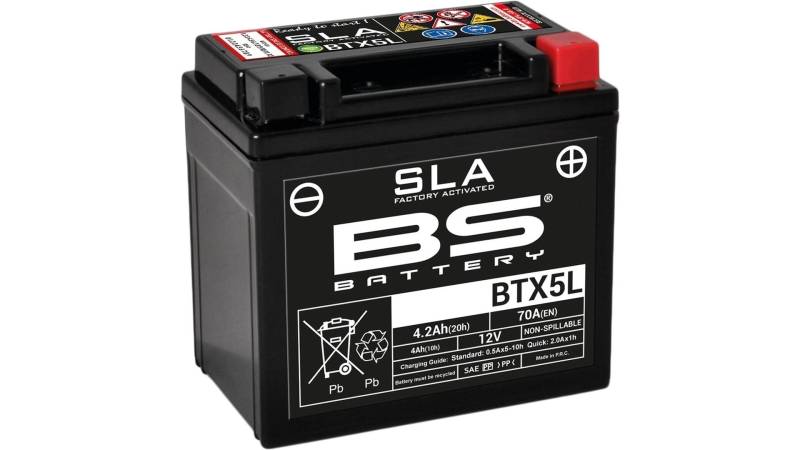 BS Battery 300670 BTX5L BTZ6S AGM SLA Motorrad Batterien, Schwarz von BS Battery