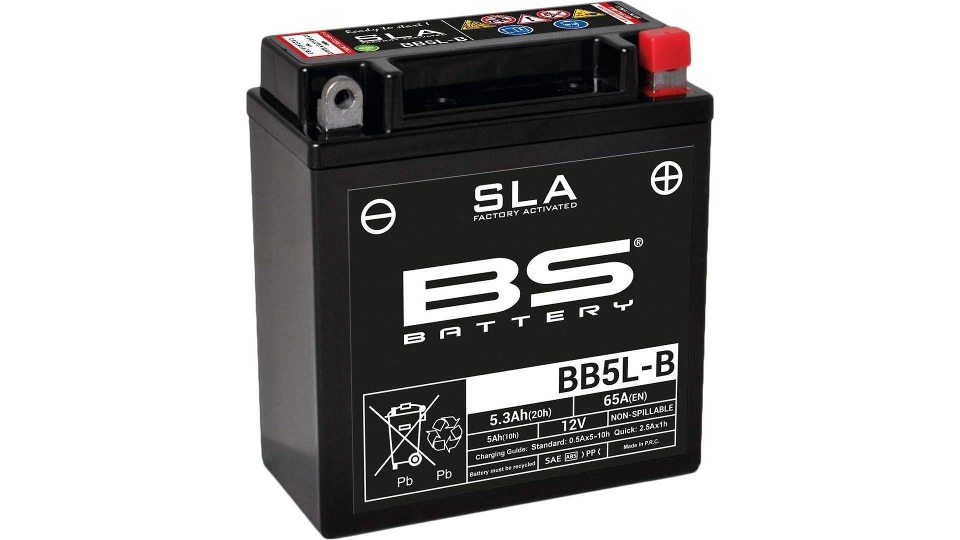 BS Battery 300671 BB5L-B AGM SLA Motorrad Batterie, Schwarz von BS Battery