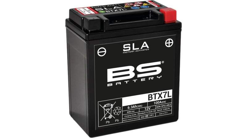 BS Battery 300673 BTX7L AGM SLA Motorrad Batterie, Schwarz von BS Battery