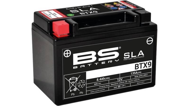 BS Battery 300674 BTX9 AGM SLA Motorrad Batterie, Schwarz von BS Battery