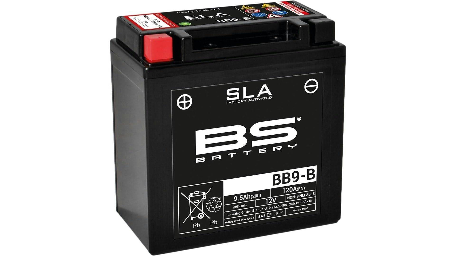 BS Battery 300675 BB9-B AGM SLA Motorrad Batterie, Schwarz von BS Battery