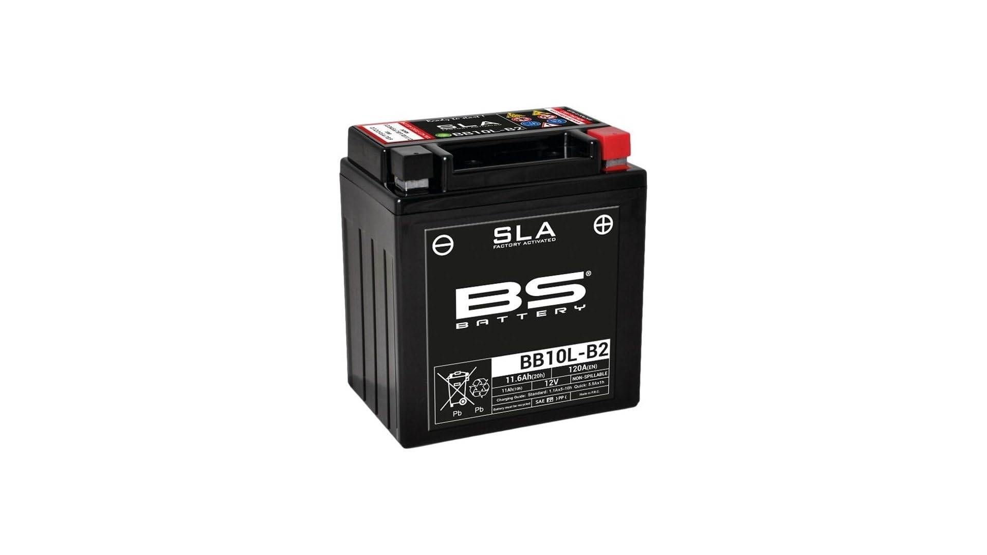 BS Battery 300677 BB10L-B2 AGM SLA Motorrad Batterie, Schwarz von BS Battery