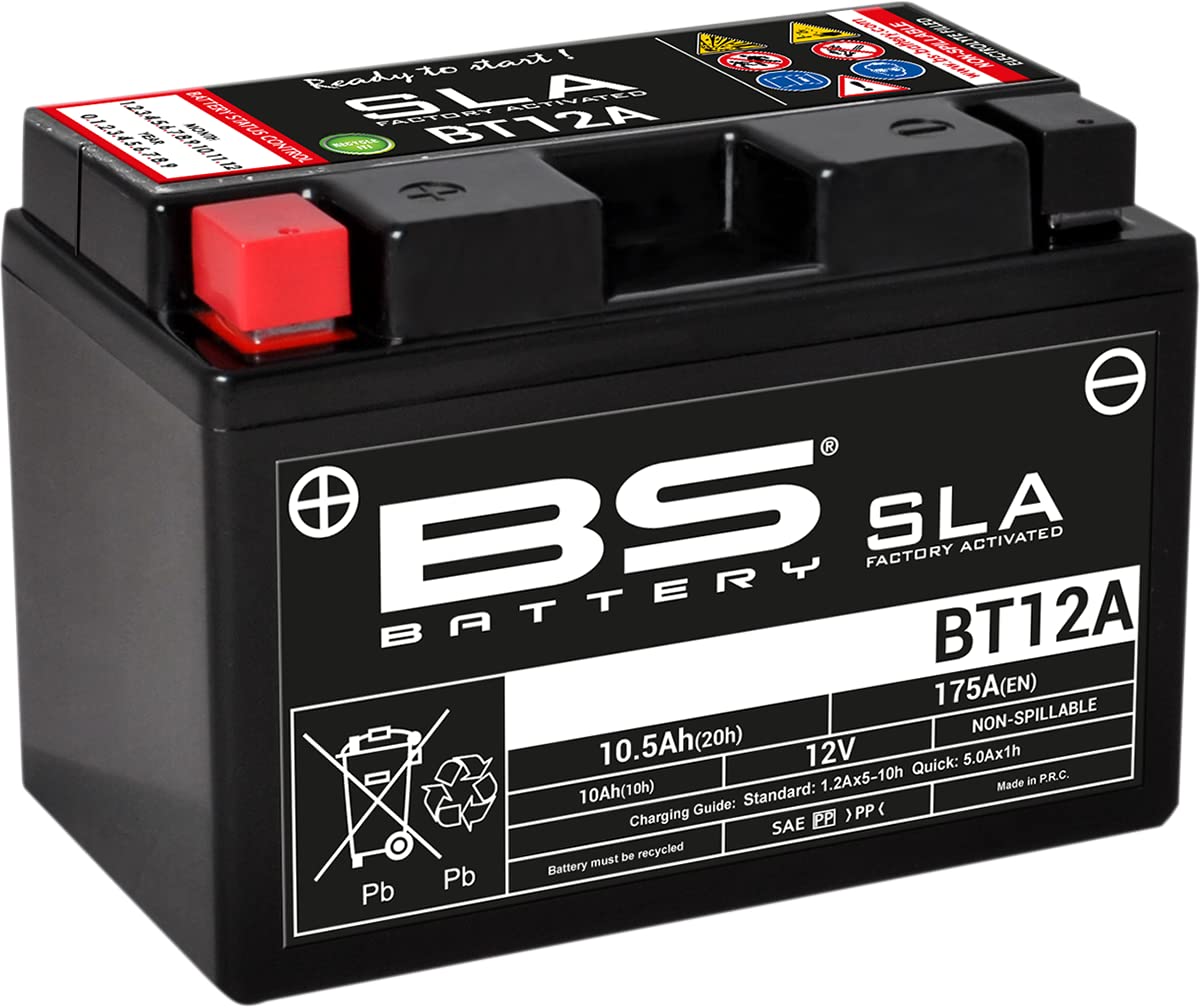 BS Battery 300679 BT12A AGM SLA Motorrad Batterie, Schwarz von BS Battery