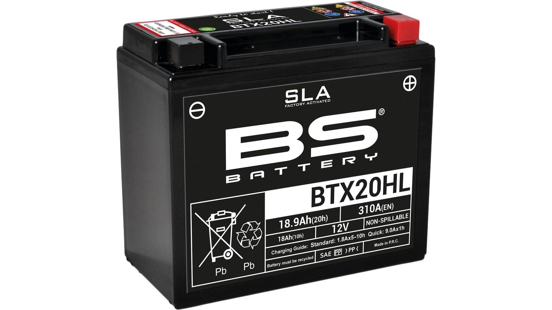 BS Battery 300689 BTX20L AGM SLA Motorrad Batterie, Schwarz von BS Battery