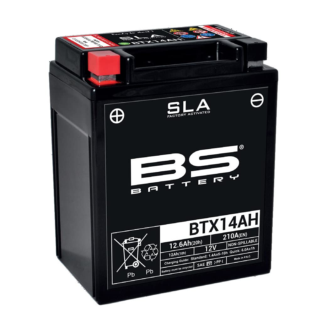 BS Battery 300758 BTX14AH AGM SLA Motorrad Batterie, Schwarz von BS Battery