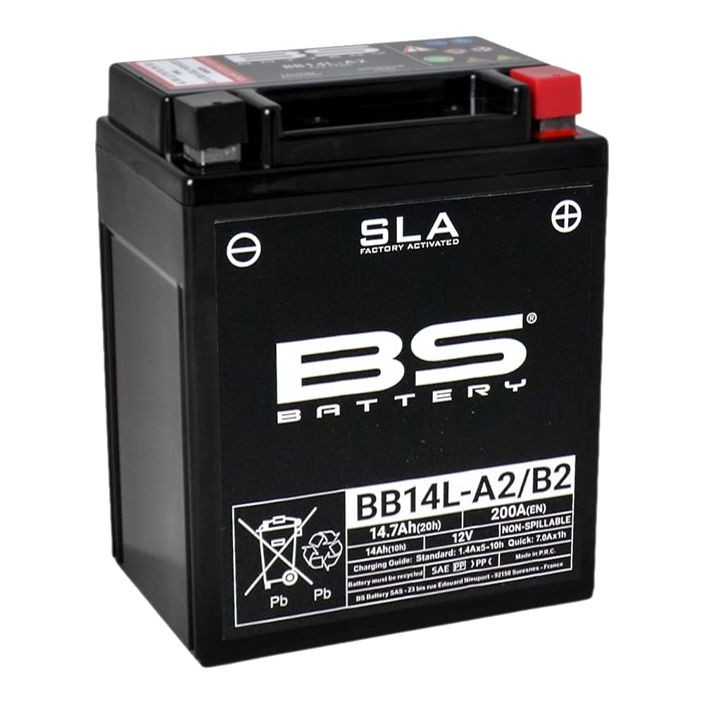 BS Battery 300759 BB14L-A2 AGM SLA Motorrad Batterie, Schwarz von BS Battery