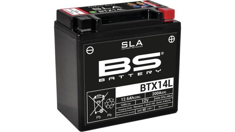 BS Battery 300760 BTX14L AGM SLA Motorrad Batterie, Schwarz von BS Battery