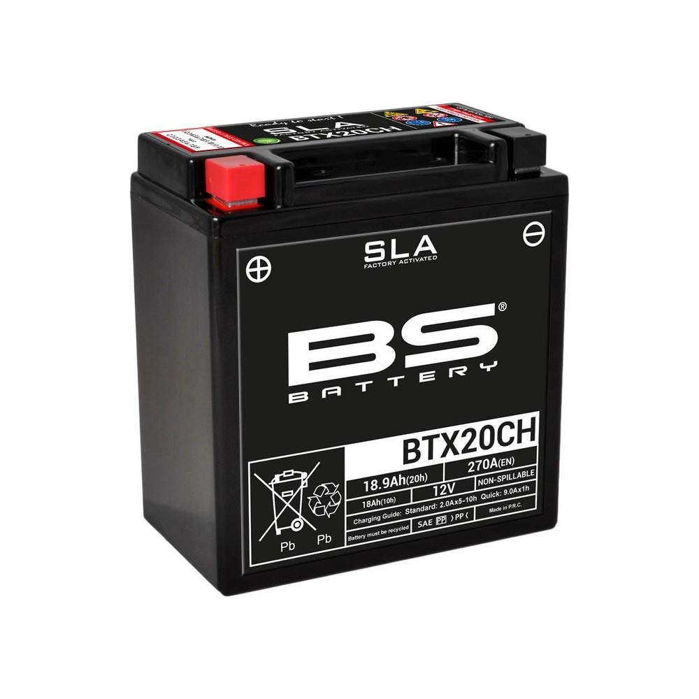 BS Battery 300766 BTX20CH AGM SLA Motorrad Batterie, Schwarz von BS Battery