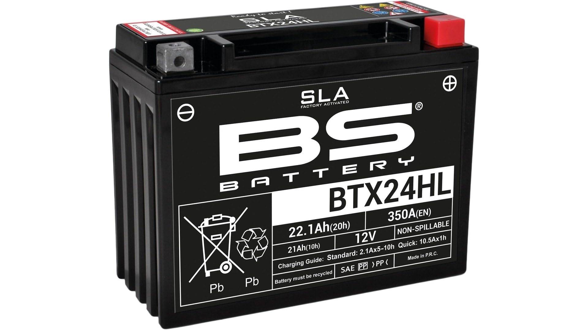 BS Battery 300770 BTX24HL AGM SLA Motorrad Batterie, Schwarz von BS Battery