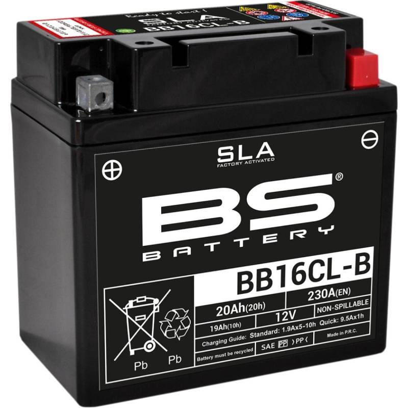 BS Battery 300771 BB16CL-B AGM SLA Motorrad Batterie, Schwarz von BS Battery