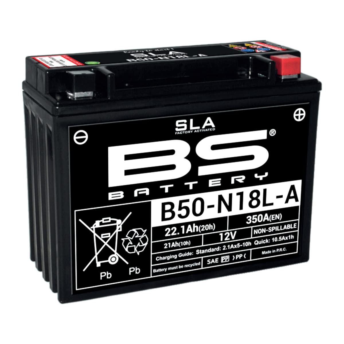 BS Battery 300833 B50N18L-A AGM SLA Motorrad Batterie, Schwarz von BS Battery