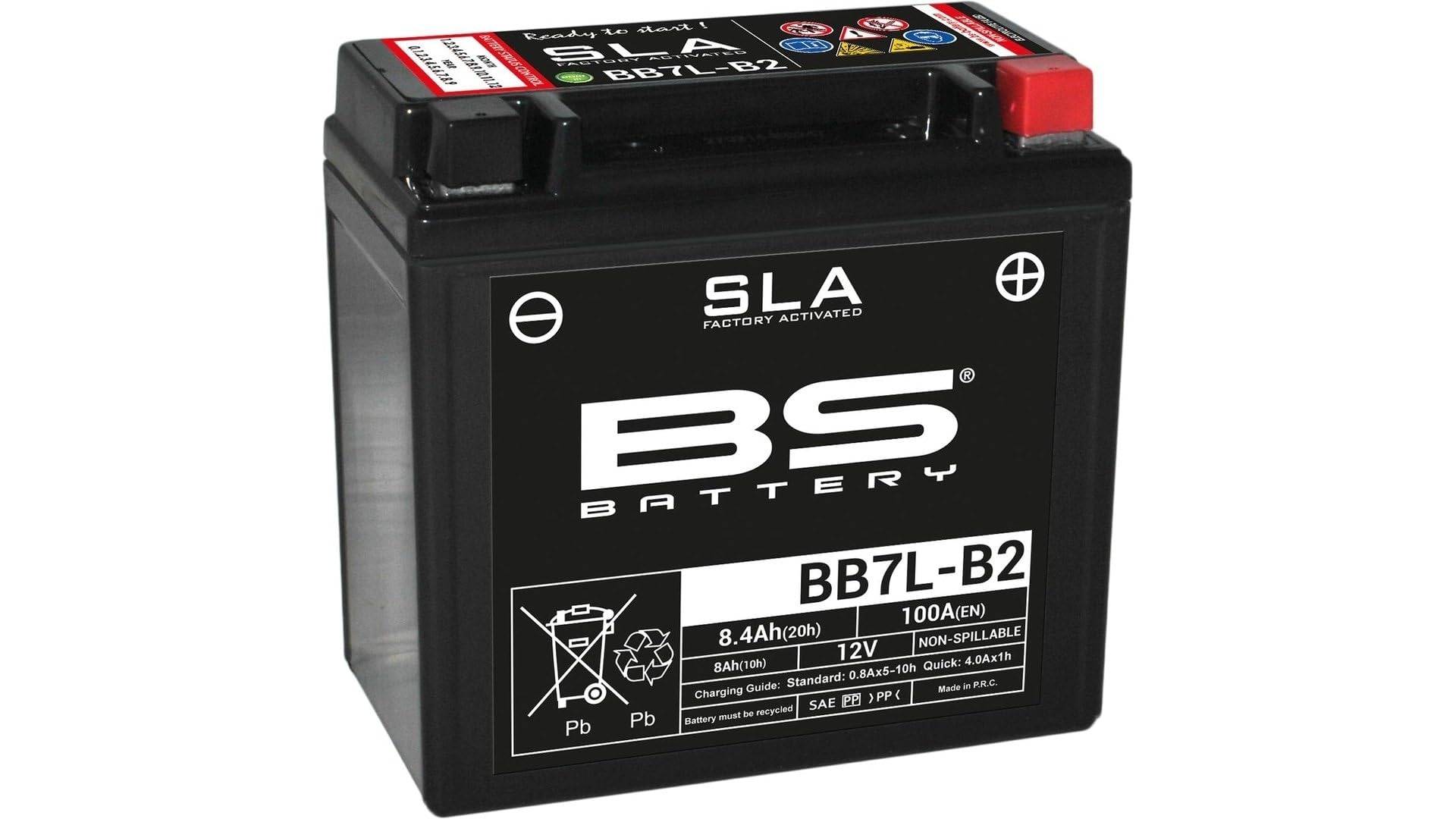 BS Battery 300836 BB7L-B2 AGM SLA Motorrad Batterie, Schwarz von BS Battery