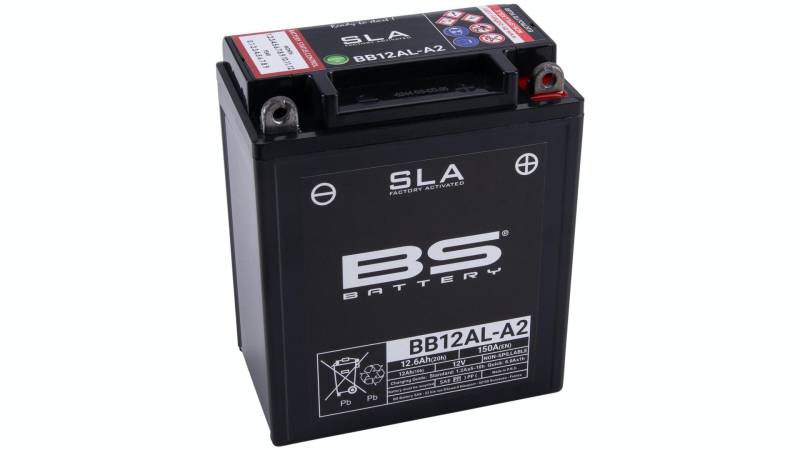 BS Battery 300837 BB12AL-A2 AGM SLA Motorrad Batterie, Schwarz von BS Battery