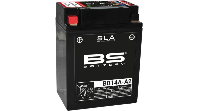 BS Battery 300838 BB14A-A2 AGM SLA Motorrad Batterie, Schwarz von BS Battery