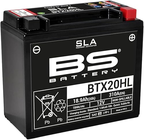 BS SLA BTX20HL (YTX20HL-BS) AGM - wartungsfrei - 12V 18Ah - Maße: 175x87x155mm kompatibel mit HONDA VF1100C V65 Magna 1100 1983-1986 von BS Battery