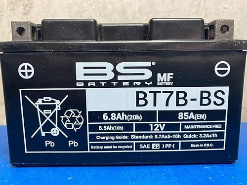 Motorradbatterie BS BT7B-BS (YT7B-BS) - wartungsfrei - 12V 6.5Ah - Maße: 150x65x92mm kompatibel mit MBK X-Over 125 2010- von BS Battery