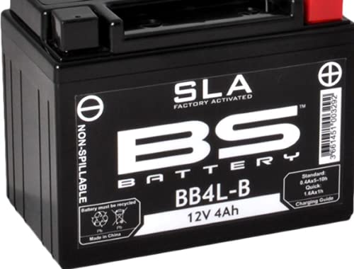 Motorradbatterie BS SLA BB4L-B (YB4L-B) AGM wartungsfrei - 12V 4Ah - Maße: 120x70x92mm kompatibel mit Suzuki DR125, D, S 125 von BS Battery