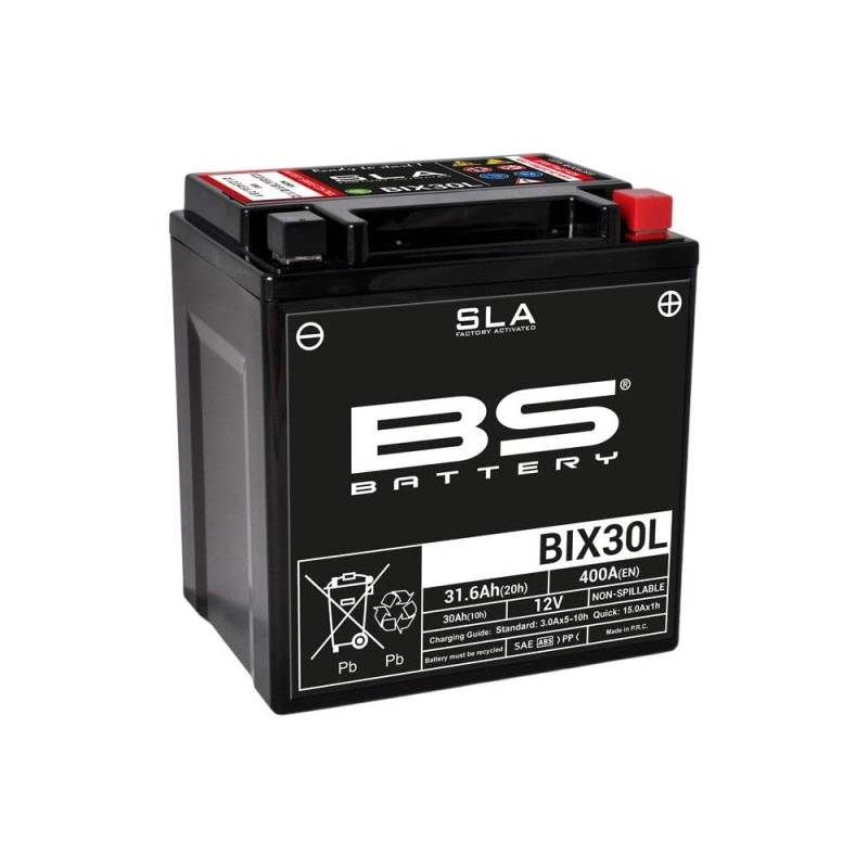 Motorradbatterie BS SLA BIX30L (YIX30L-BS) AGM Wartungsfrei - 12 V 30 Ah - Maße: 165 x 125 x 175 mm kompatibel mit BMW R100RT, R100RS 1000 1985 von BS Battery