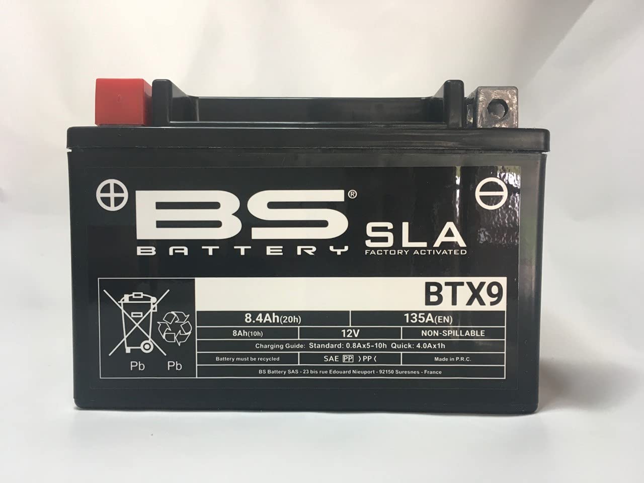 Motorradbatterie BS SLA BTX9 (YTX9-BS) - Pronta all'uso - 12 V 8 Ah - 150 x 87 x 105 mm kompatibel mit Yamaha XJ S Diversion (4EB1) 600 1992-2003 von BS Battery