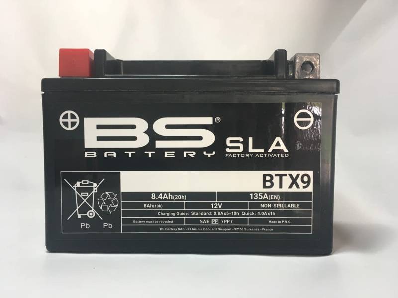 Motorradbatterie BS SLA BTX9 (YTX9-BS) - Pronta all'uso - 12 V 8 Ah - 150 x 87 x 105 mm kompatibel mit Yamaha XJ S Diversion (4EB1) 600 1992-2003 von BS Battery