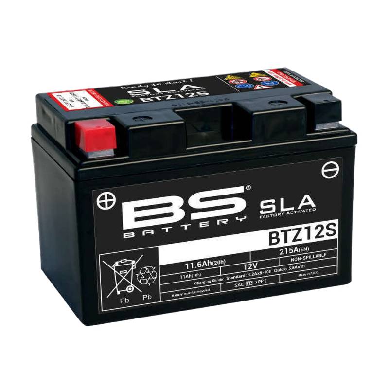 Motorradbatterie BS SLA BTZ12S (YTZ12S) AGM - Wartungsfrei - 12 V 11 Ah - Maße: 150 x 88 x 110 mm von BS Battery