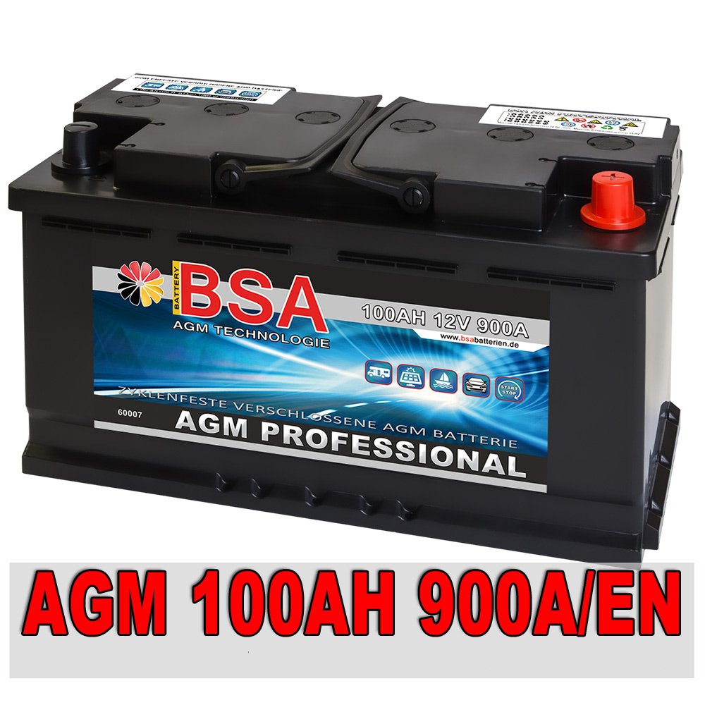 AGM Autobatterie 12V 100Ah 900A/EN ersetzt 92Ah 95Ah Audi BMW Mercedes Porsche von BSA BATTERY HIGH QUALITY BATTERIES