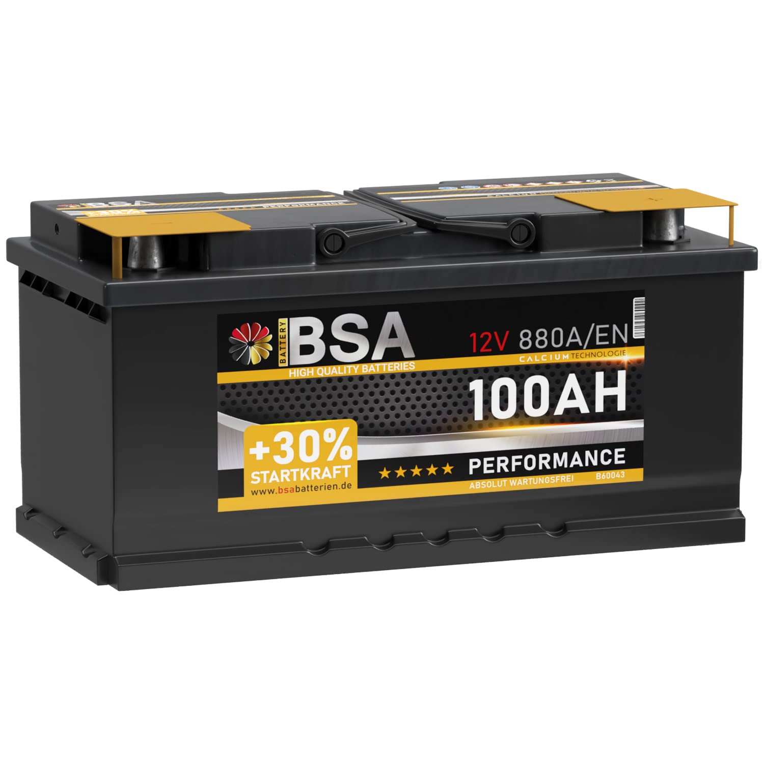 BSA Autobatterie 12v 100Ah 880A/EN +30% mehr Startkraft Starterbatterie Batterie ersetzt 85Ah 88Ah 90Ah 92Ah 95Ah von BSA BATTERY HIGH QUALITY BATTERIES