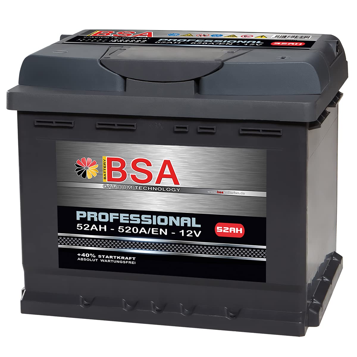 BSA Autobatterie 52Ah 12V 520A/EN ersetzt 44Ah 45Ah 50Ah Extreme Startkraft von BSA BATTERY HIGH QUALITY BATTERIES