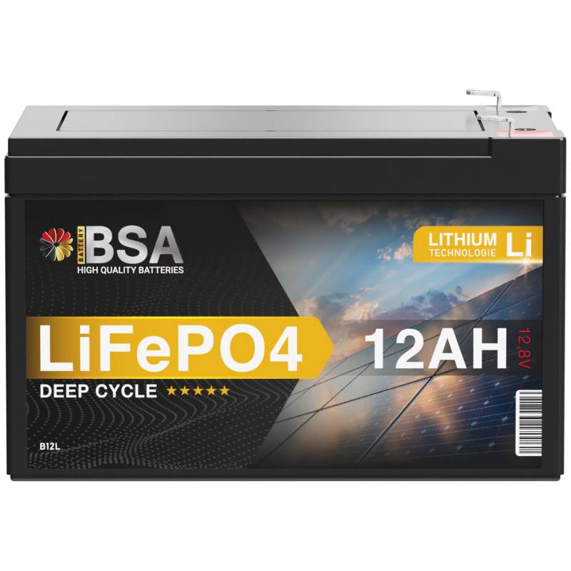 BSA LiFePO4 12V 12Ah Akku Lithium Batterie Eisenphosphat als Solar Photovoltaik Akku USV Notstromversorgung statt 8Ah 10Ah von BSA BATTERY HIGH QUALITY BATTERIES