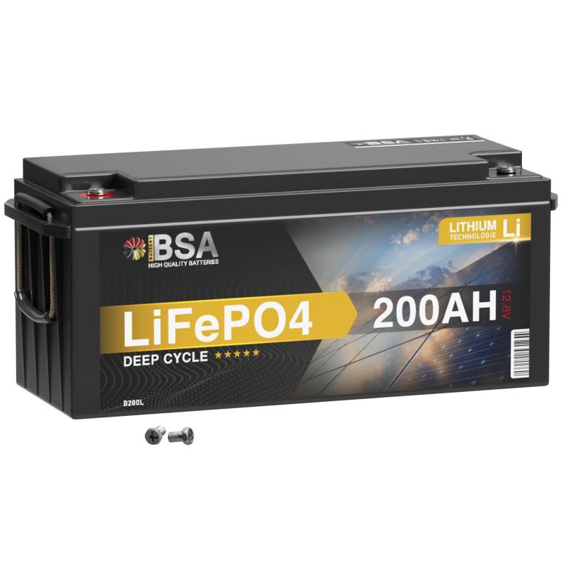 BSA LiFePO4 200Ah 12V Lithium Batterie Solarbatterie inkl. BMS Wohnmobil USV Solar Akku Lithium Eisenphosphat Bootsbatterie von BSA BATTERY HIGH QUALITY BATTERIES