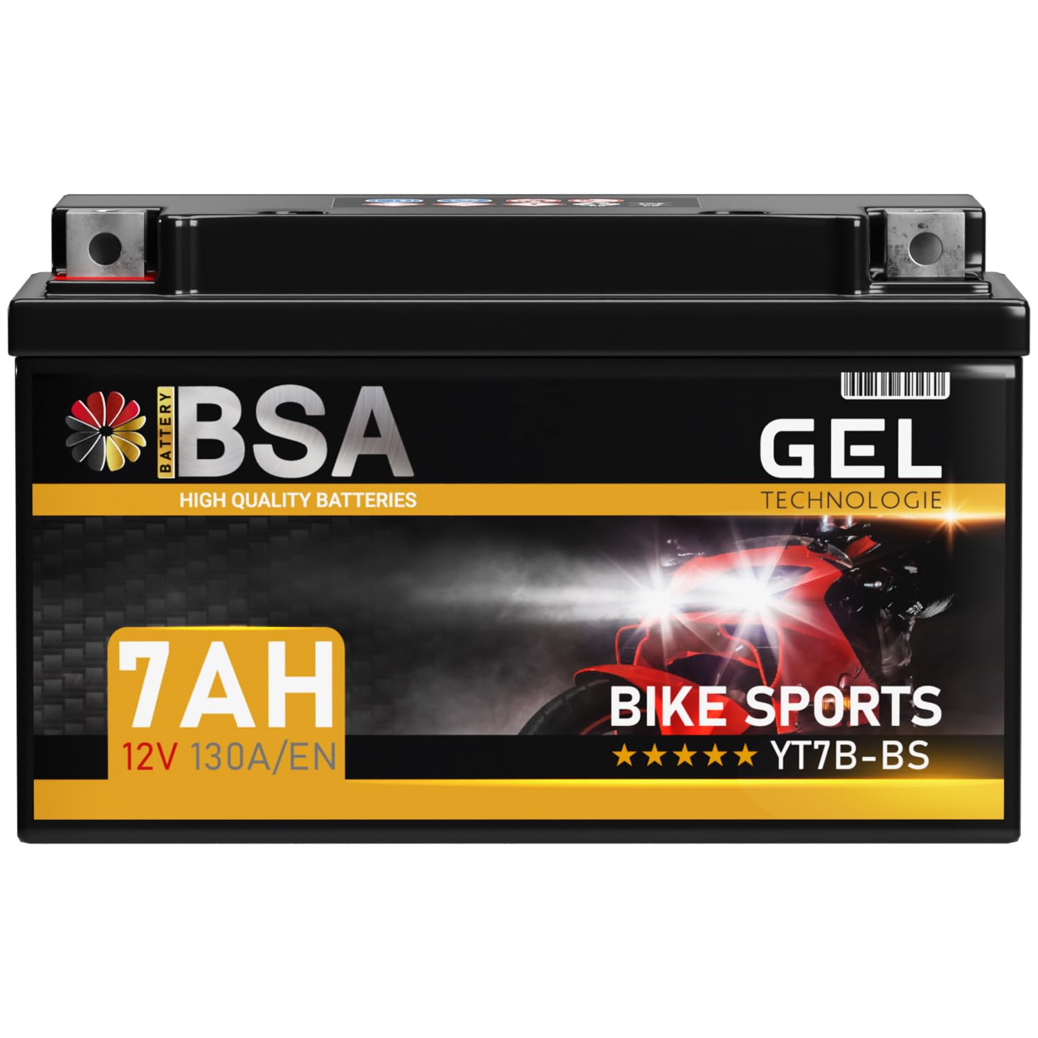 BSA YT7B-BS GEL Roller Batterie 12V 7Ah 130A/EN Motorradbatterie doppelte Lebensdauer entspricht 50719 YT7B-4 GT7B-4 CT7B4 FT7B4 EB7B-BS 507 901 012 vorgeladen auslaufsicher wartungsfrei von BSA BATTERY HIGH QUALITY BATTERIES